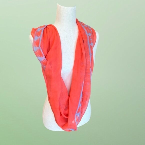 Women's Infinity Scarf Coral/Blue - Picture 2 of 7
